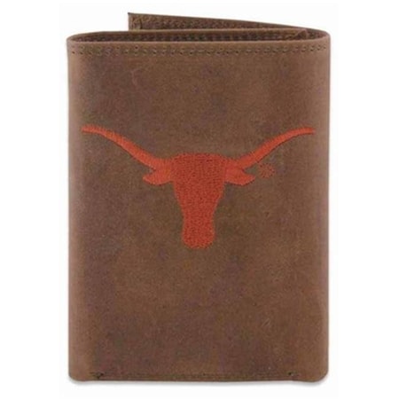 Zeppelinproducts ZeppelinProducts UTX-IWE2-CRZH-LBR Texas Trifold Embroidered Leather Wallet UTX-IWE2-CRZH-LBR